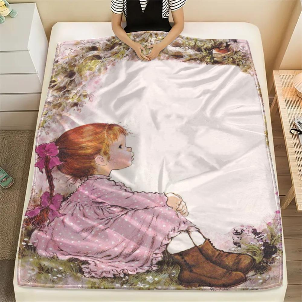 1PC Sarah Kay Print Flannel Blanket, High Quality Comfortable for All Seasons, Home Decor, Warmth and Comfort, Perfect for Christmas Gifts143