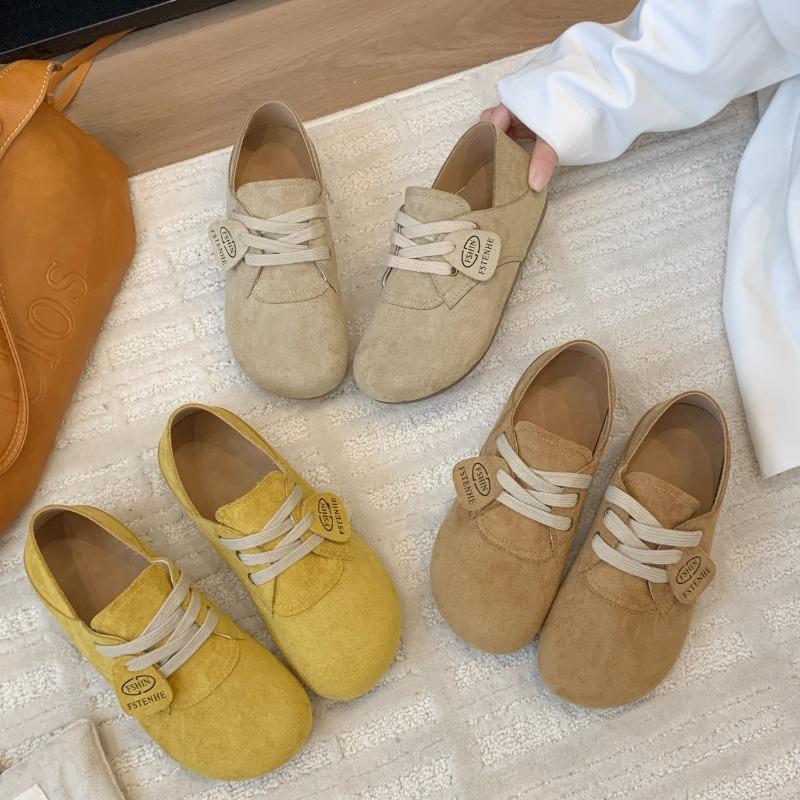 Retro style children's autumn flat bottom leisure low-top one-pedal all-inclusive can step on the heel women