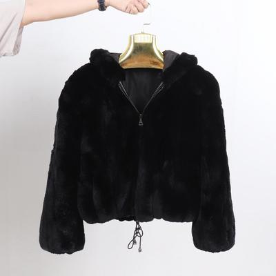 New Women Winter Warm Real Rex Rabbit Fur Hooded Coat Natura Soft Rex Rabbit Fur Jackets Lady Thick Real Rex Rabbit Fur Overcoat