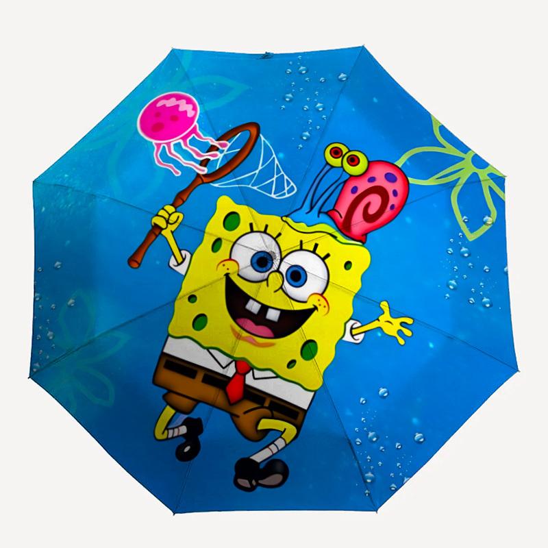 

1pc SpongeBob Auto Folding Umbrella, Portable Collapsible Design, 8-Rib Iron Frame, , All-Season Casual Outdoor Accessory for Christmas Birthday Festi