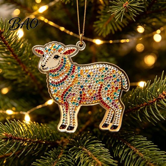 Lightweight Acrylic Decor for Holiday 2PCS Christmas Goat Hanging Ornaments, Decorative 2D Tree Ornaments Home Pendants, Festive Party Decorations