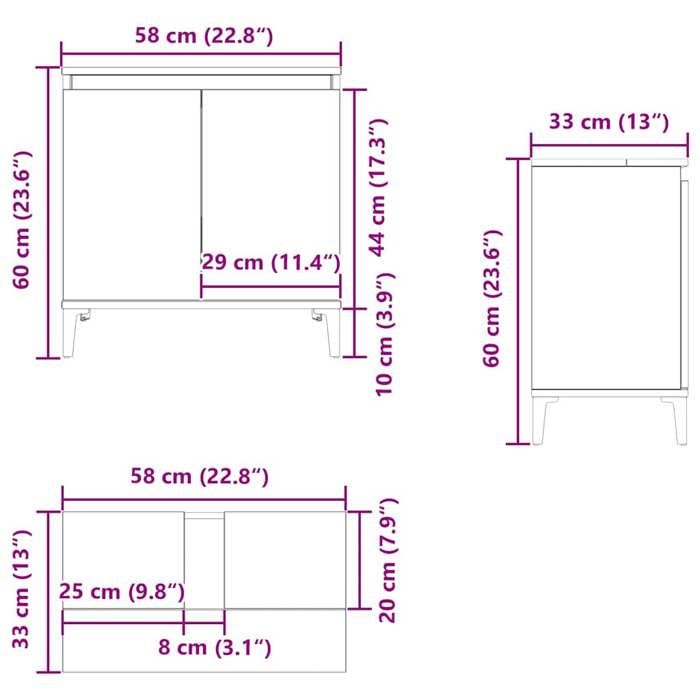 VidaXL White Sink Cabinet 58x33x60 Cm Engineered Wood 821260