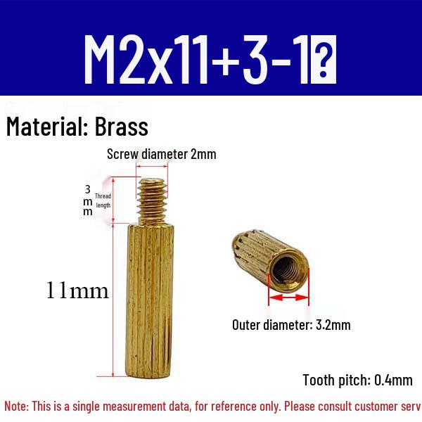 Brass M2 Round Double-Pass Knurled Copper Pillar Screw for Camera Security