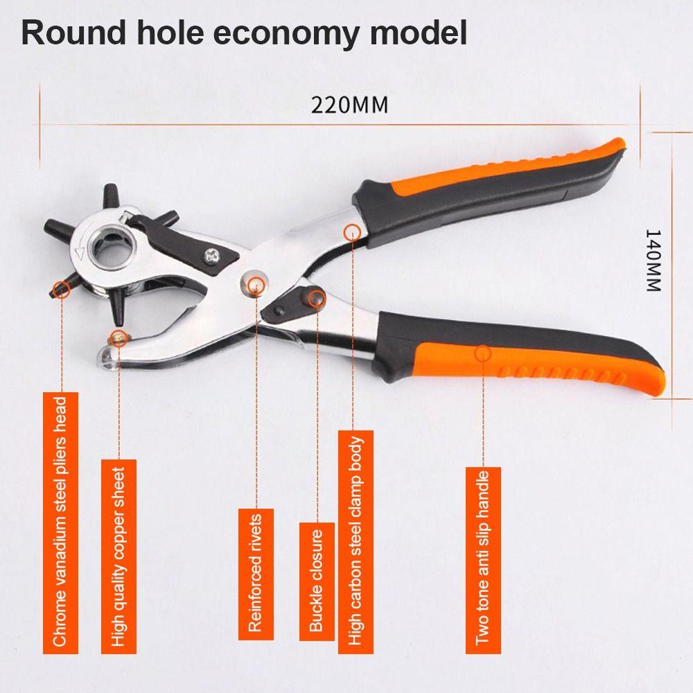Useful Metal Leather Hole Punch Pliers Handheld Revolving Hole Punching Tool Adjustable Ergonomic Handle Hole Puncher
