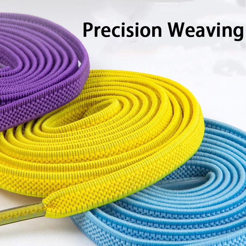 Precision Woven Elastic Shoelaces, 0.8cm High Stretch Flat Laces, Durable No-Tie Strings for Sports & Daily Wear 1Pair/3Pairs