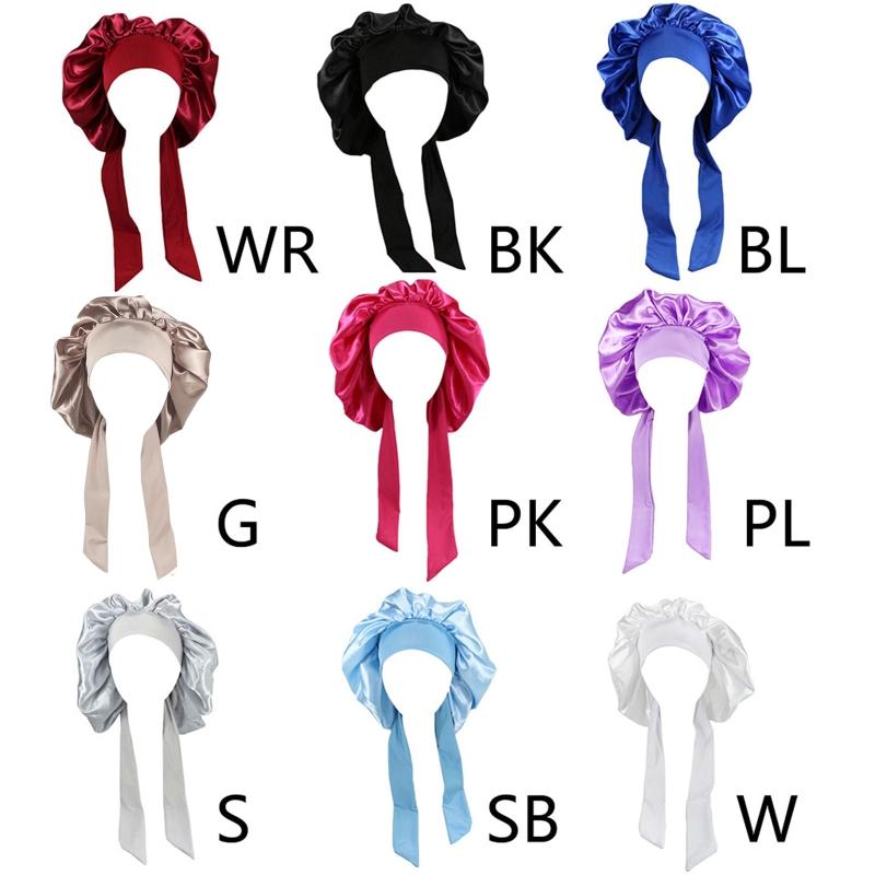 Girls Four Seasons Polyester Satin Sleeping Cap for Women,Silky Bonnet Sleep Hat for Head Wrap Night Elastic Band Headsc