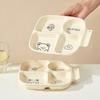 4-Compartment Cute Children Food Plate Dishes Reusable Plastic Snack Dessert Salad Plate Fruit Plate Tableware Dishwasher Safe