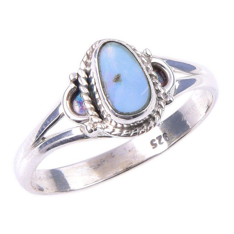 Natural Australian Opal Gemstone 925 Solid Sterling Silver Jewelry Ring S.9 d6J75