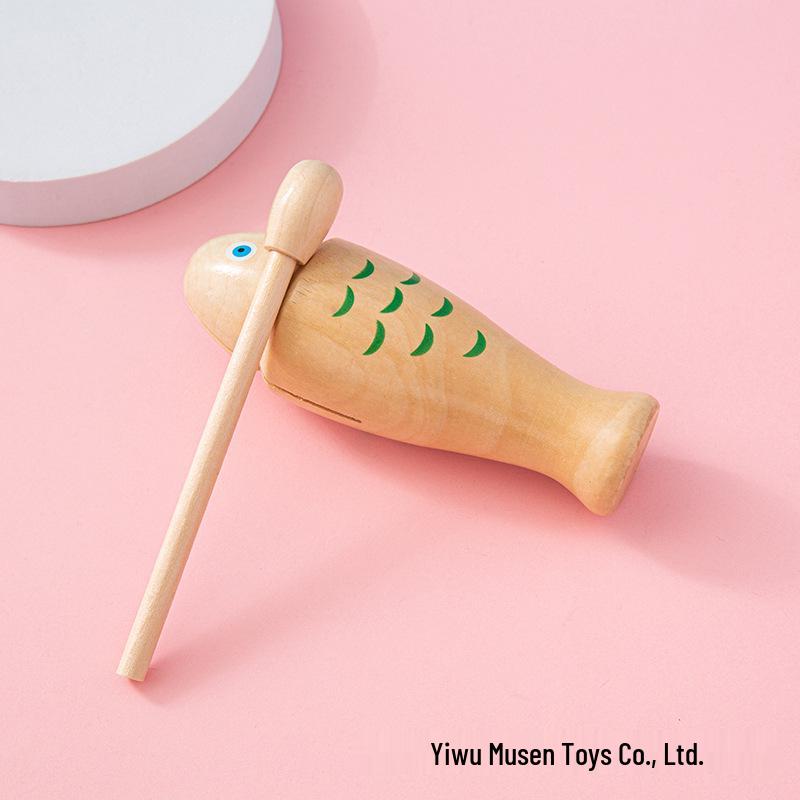 

Деревянный перкуссионный инструмент-трещотка в форме рыбы для раннего развития детей со звуком лягушки