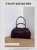 French-Style Niche Design Bag, First-Layer Cowhide Bowling Bost Bag, High-End Shoulder Underarm Handbag for Women