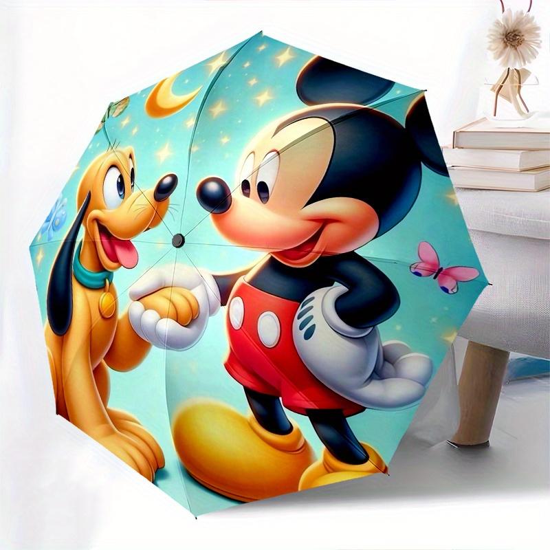 Mickey Mouse,Pluto Themed Automatic Opening and Closing Folding Umbrella, Reinforced 8 Ribs, Compact Travel Design, Fashionable Folding Umbr