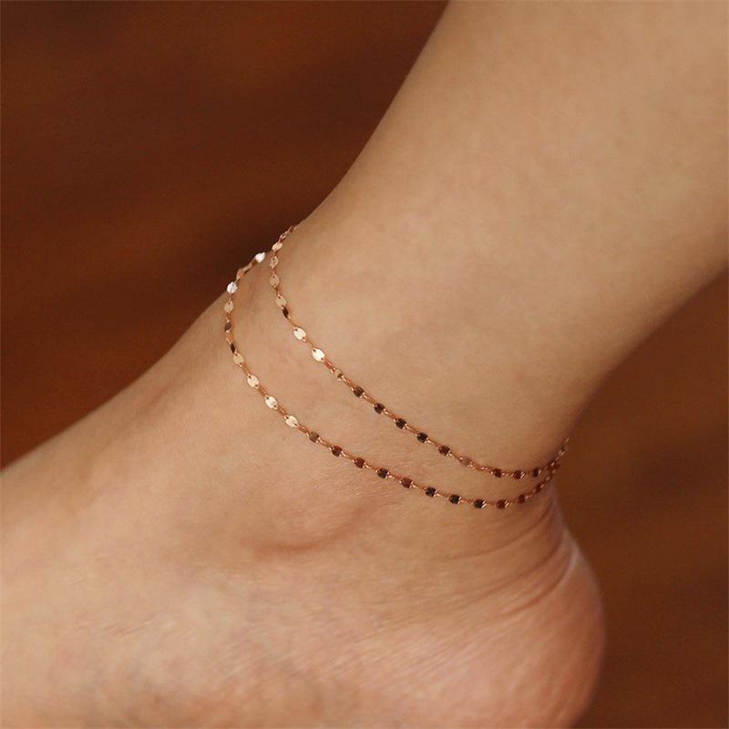 eManco Women's Gold-Plated Stainless Steel Lace Chain Anklet