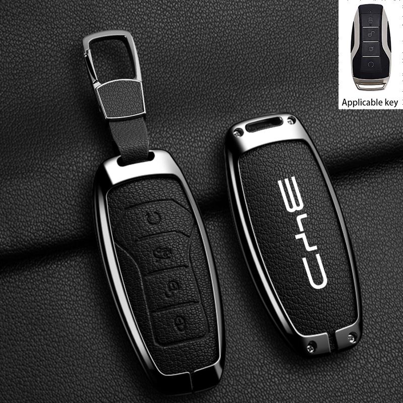 Zinc Alloy New Leather Car Key Case Cover Shell Fob For BYD Song Plus Atto 3 Han EV DM Qin Seal Dolphin Protective Auto Keychain