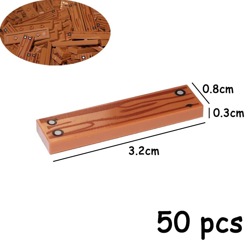 Non-Toxic 50Pcs Smooth Printed 1X4 Size 1*4 Assemble Particles 2431 Wood Grain Pattern Traffic Warning Bricks Moc Tile Diy Toy For Kids