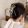 Lightweight Ergonomic Hair Claw Clip With Ribbon Bows Practical Acrylic Hairpin Hair Ornament For Office School Styling