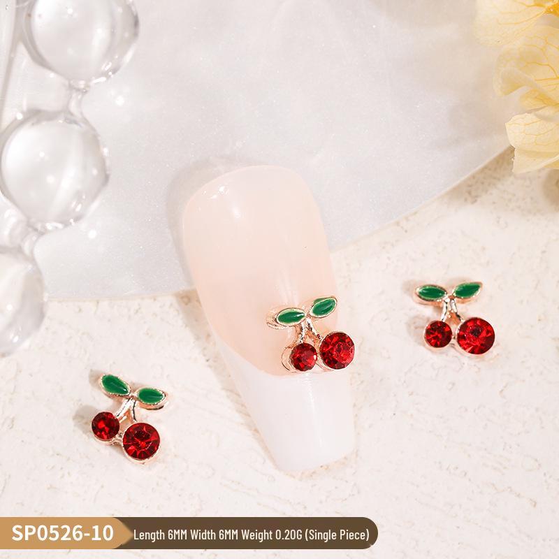 3D Cherry & Fruit Alloy Nail Art Rhinestones - Red, Pink, White Decorations