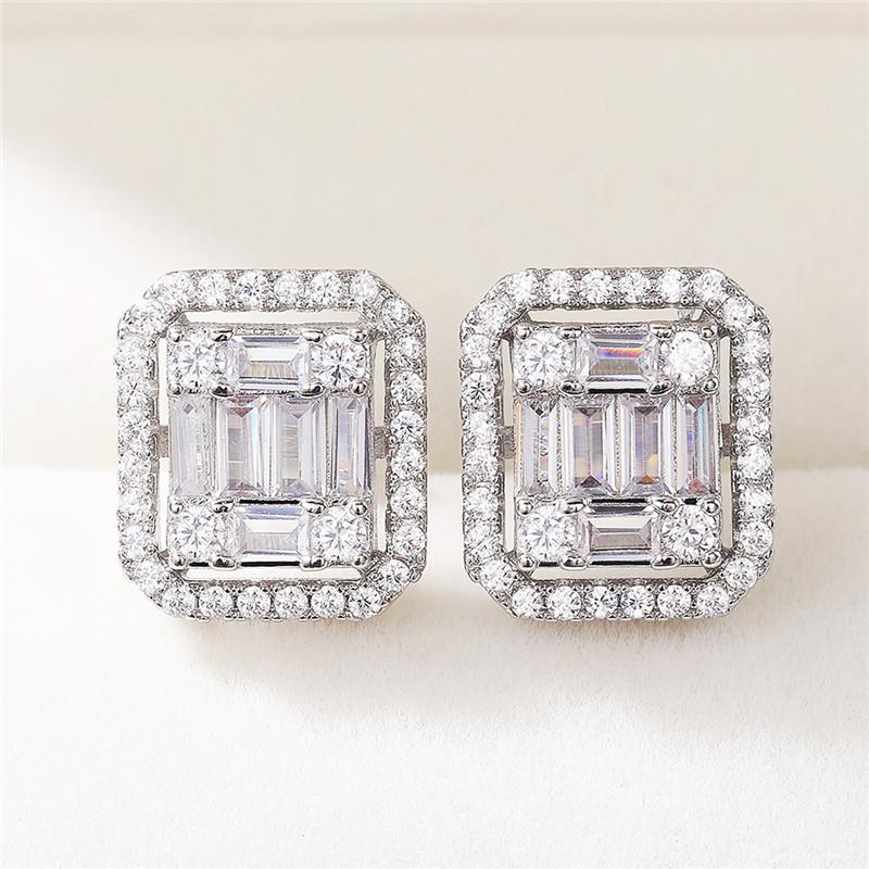 Huitan Simple Classic Geometric Shaped Stud Earrings with Crystal CZ Ear Accessories for Women High Quality Exquisite