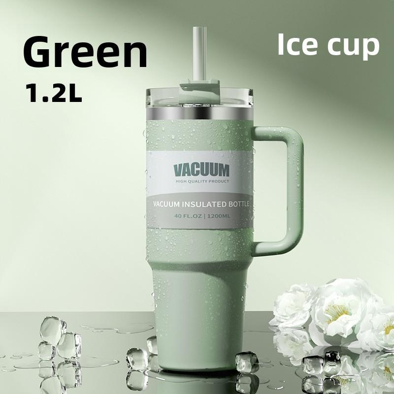 40oz Stainless Steel Car Mug With Handle And Straw For Travel And Office Use