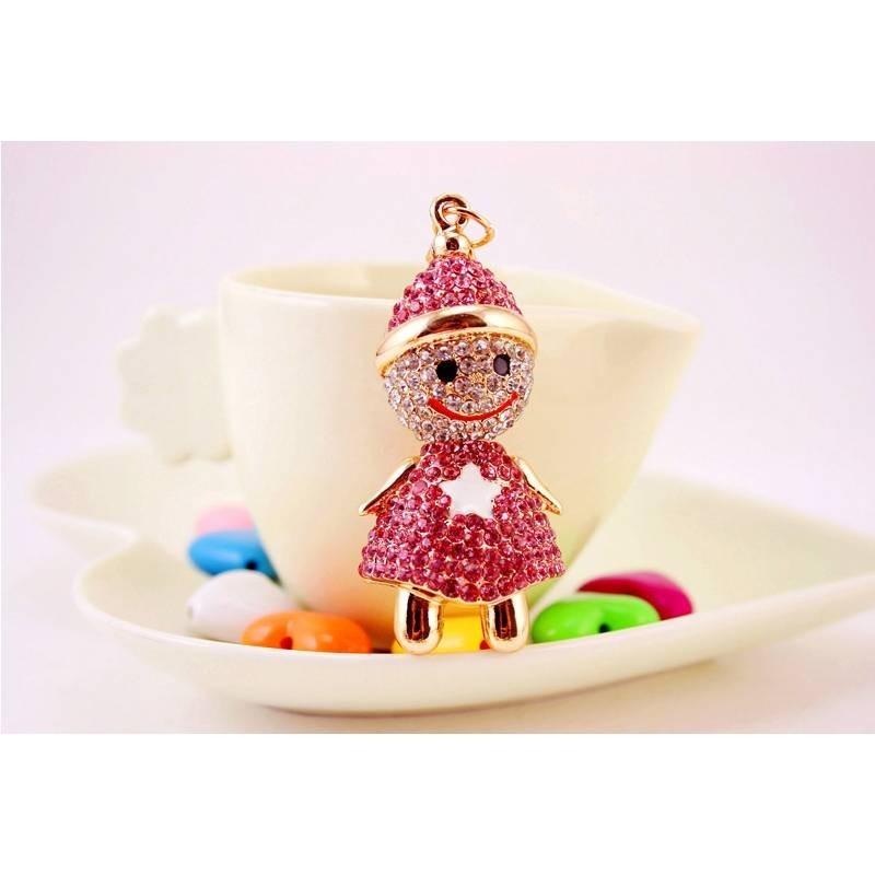 Cute Snowman Keychain For Women Sparkling Rhinestone Zinc Alloy Christmas Gift