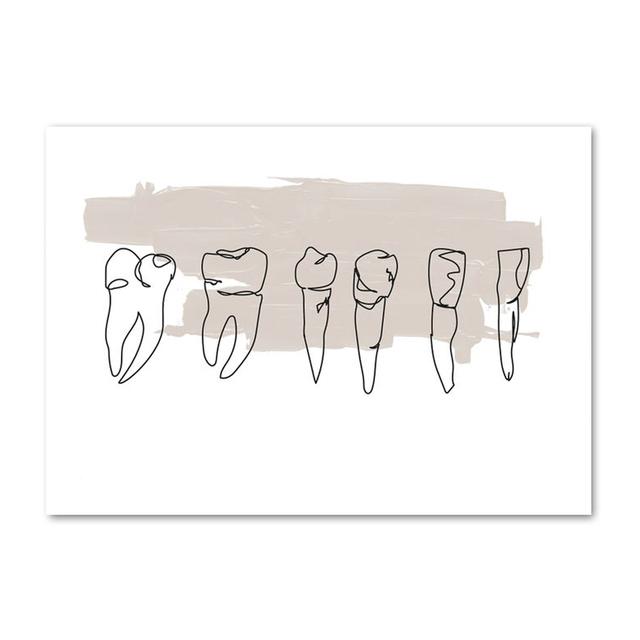 

Абстрактные линии зубов Современная стоматологическая клиника Холст Картины Плакаты и принты Настенная картина для украшения гостиной Куадрос 50X70cm Unframed