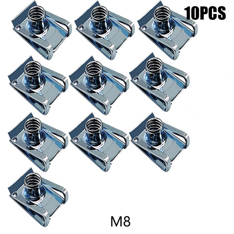 10Pcs M4/M5/M6/M8 Car Spring Steel U Type Clips With Thread Reed Nuts Auto Motor