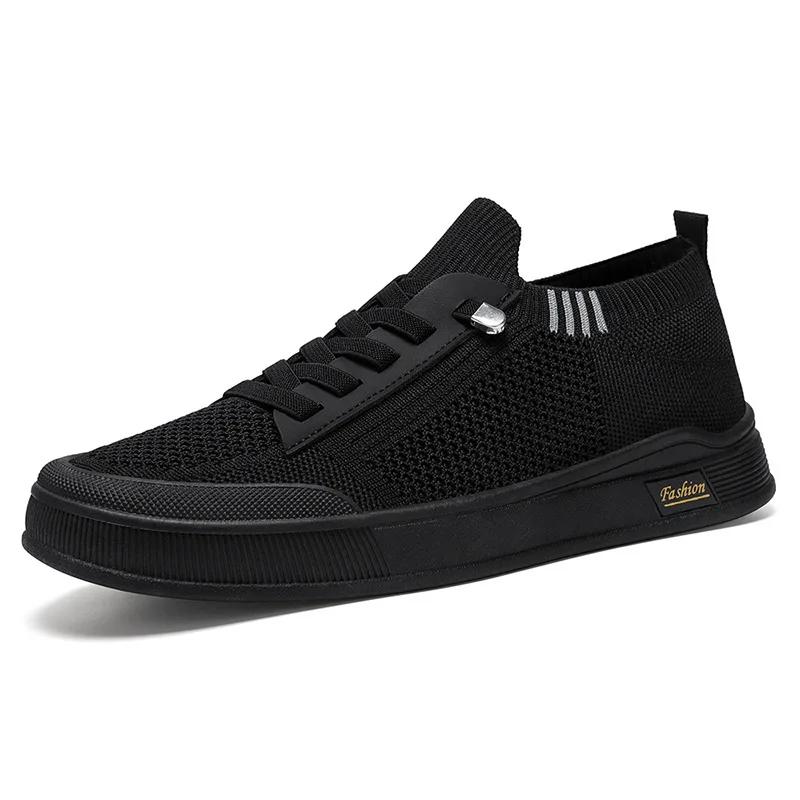 Fashion Men's Shoes 2024 New Fashion Casual Shoes Mesh Soft Sole Flat Bottom Elastic Band Platform Anti Slip Comfort Skateboard Shoes