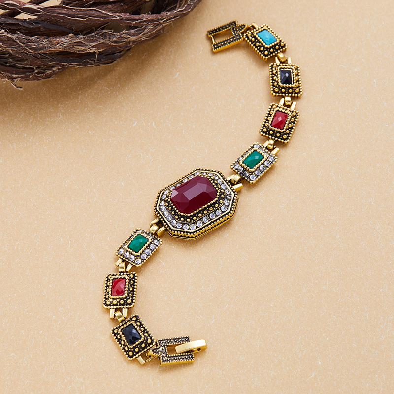 Bohemian Fashion Multicolor Oval Square Zircon Women's Vintage Style Bracelet Party Wedding Zircon Gift Accessories