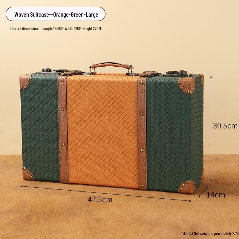 Vintage European-Style Leather Suitcase Trunk and Household Organizer