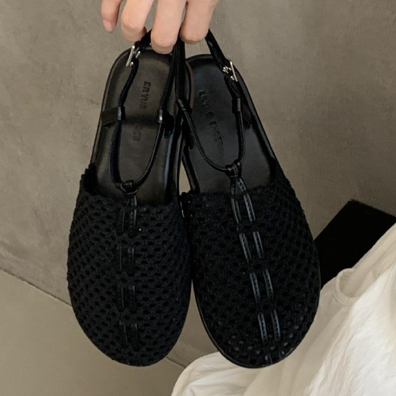 

Модные ретро плетеные сандалии-сетка на плоской подошве Женская модная плетеная обувь с пряжкой на щиколотке Комфортные сандалии с мягкой подошвой и противоскользящей подошвой для пляжа Сандалии женские 39 чёрный