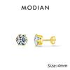 925 Sterling Silver Basic Sparkling Round Stud Earrings Classic Crown Hypoallergenic Wedding Jewelry For Women