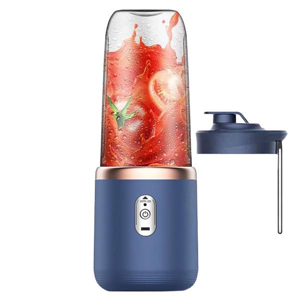 Portable Rechargeable Mini Juicer, USB Charging Blender Cup, Multifunctional Fruit Mixer for Student and Home Use Blue single cup + lid