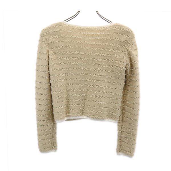 FOXEY NEW YORK Long Sleeve Knit Jacket 38 Beige Women Used