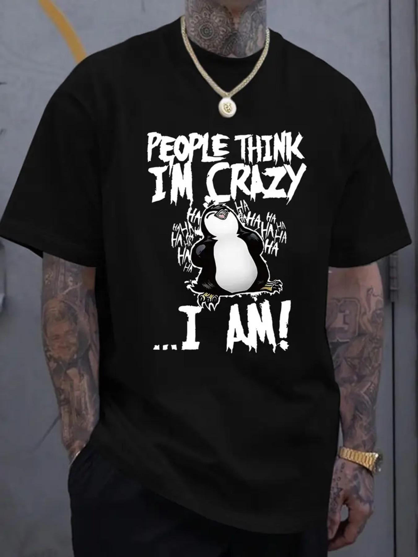 ZX Summer Plus Size Mens Tshirt  Crazy Penguin Tshirt for Both Men and Women  Humorous Pattern Shirt 3XL