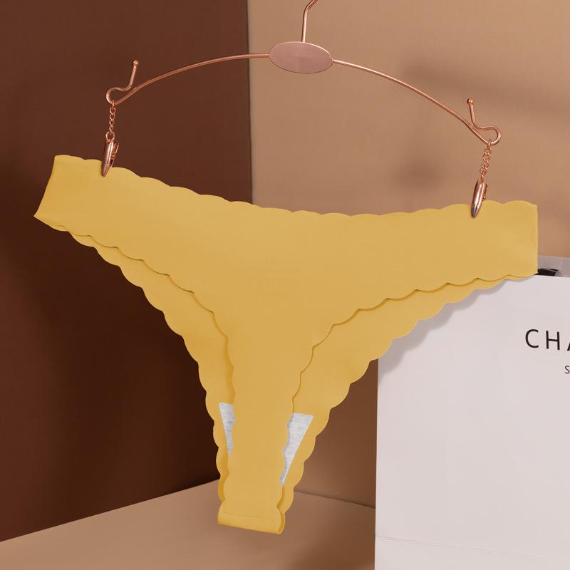 

Женские бесшовные трусики из ледяного шелка с низкой посадкой и ластовицей из чистого хлопка - Сексуальный европейский и американский дизайн треугольной формы большого размера XL