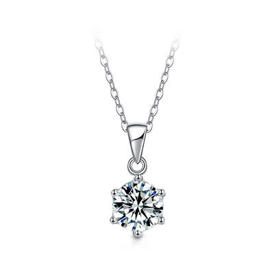 D-Farbe VVS1 Moissanit Halskette 925 Sterling Silber 2 Karat Rund Brilliant Diamanten Solitär Anhänger Halskette für Damen Schmuck