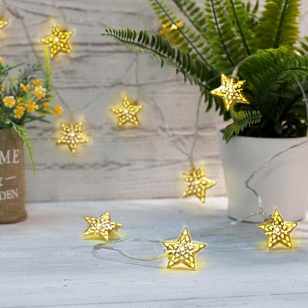 Lumina Stea Metalică pentru Decor - 1 buc, 4 metri, 10 LED-uri, Lumini Decorative, Lumini pentru Decor Acasă, Decor