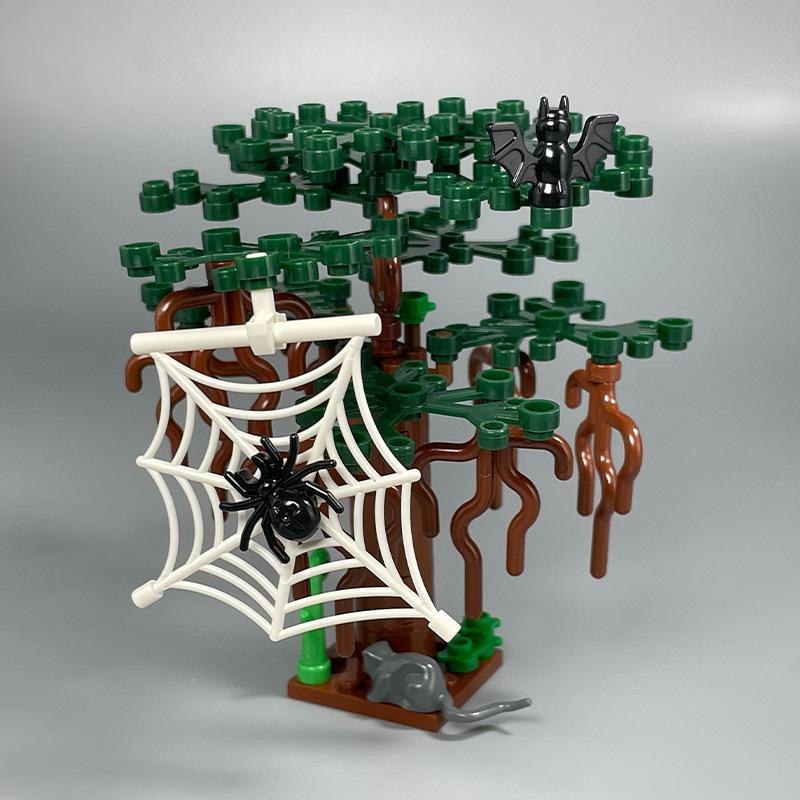 Halloween City Building Blocks Accessories Set Character Scene Tombstone Cemetery Model Toy Plant Mouse Bat Mini Brick Gift K043