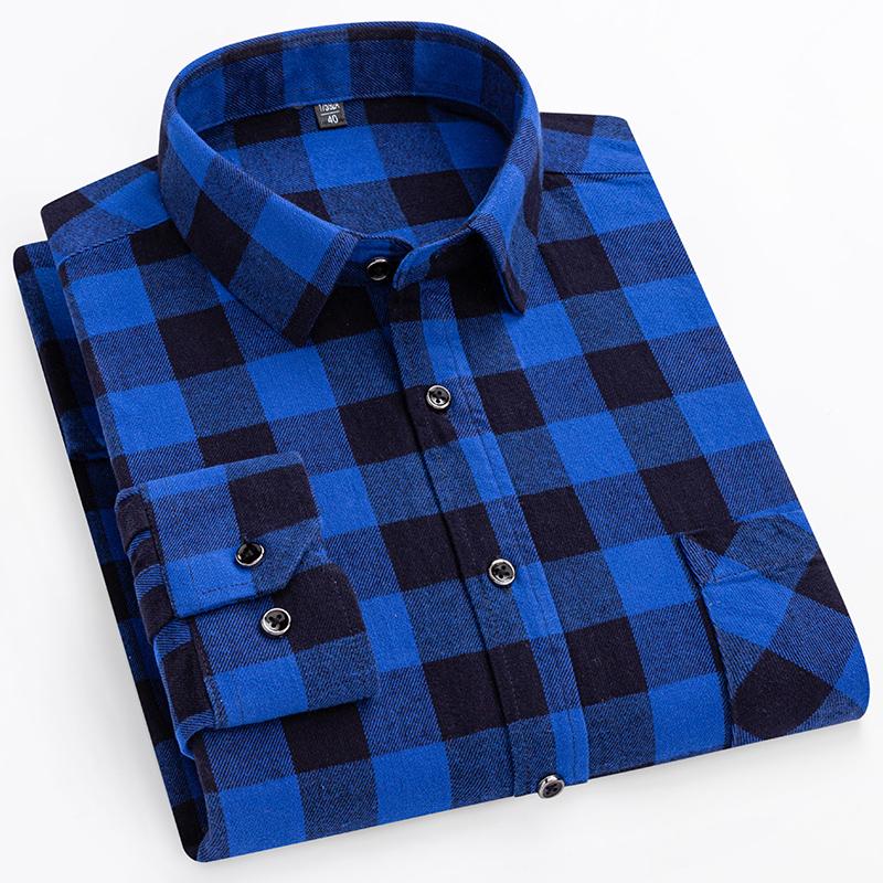 New Men's Vintage Plaid Flannel Shirt Long Sleeve 100% Cotton Fashion Casual Soft Standard Fit Men's Shirt  Large Size 7XL 8XL