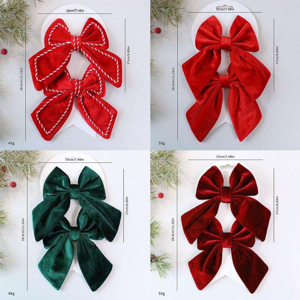 1/2PCS Red Christmas Decorative Bowknot DIY Accessories Big Size Xmas Tree Hanging Bowknot Showwindow Ornament Flannel