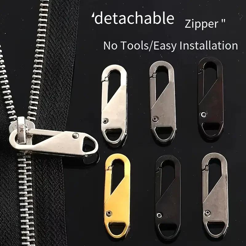 5 Pieces Zipper Pull Replacement Zipper Repair Kit Zipper Slider Pull Tab Universal Zipper Fixer Metal Zipper Head