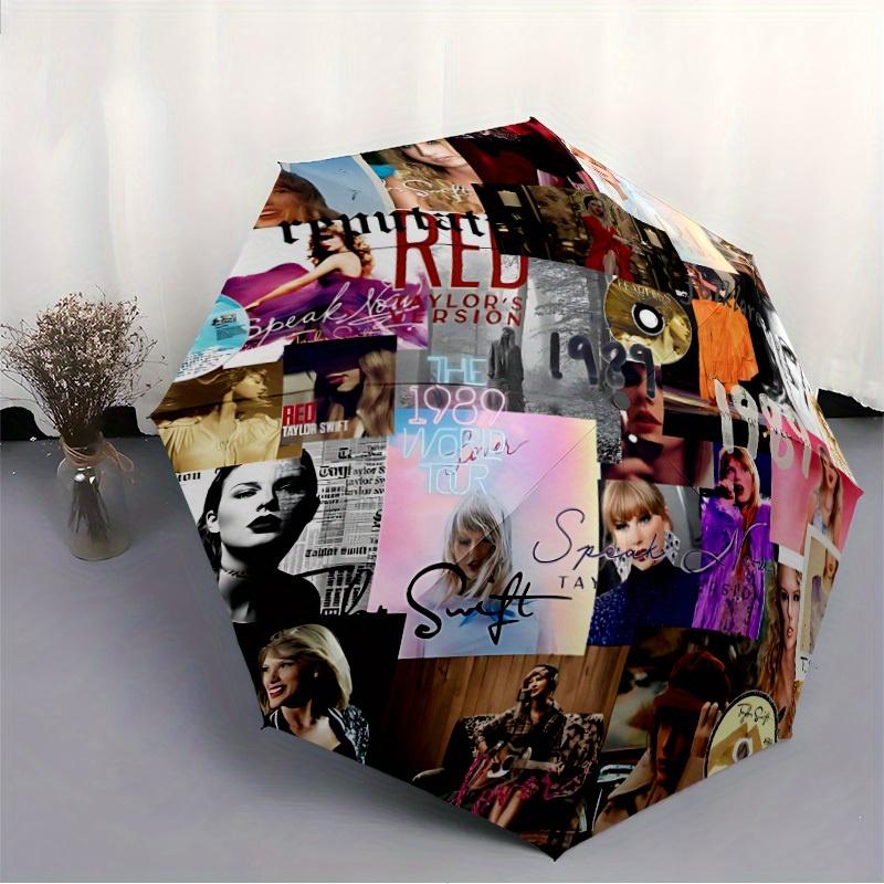 Taylor Swift Automatic Folding Umbrella with Sturdy Iron Frame, Portable Compact Travel Umbrella All-Season Use Parties 0807054