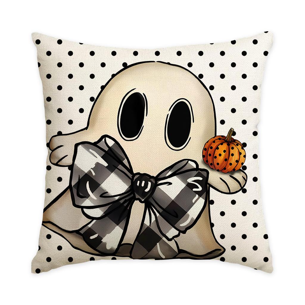 1/4Pcs Halloween Pillow Cover, Spider Web, Witch Castle, Pumpkin Pattern Printed Backrest Cover, Halloween Sofa Decoration,