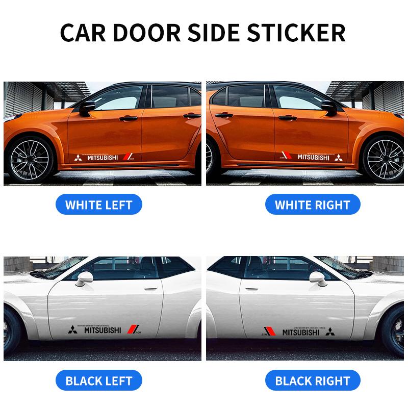 2Pcs Car Logo Door Side Stickers Waterproof Body Decal For Mitsubishi Asx Lancer Pajero 4 Outlander 3 Xl L200 EX10 X Colt Pajero