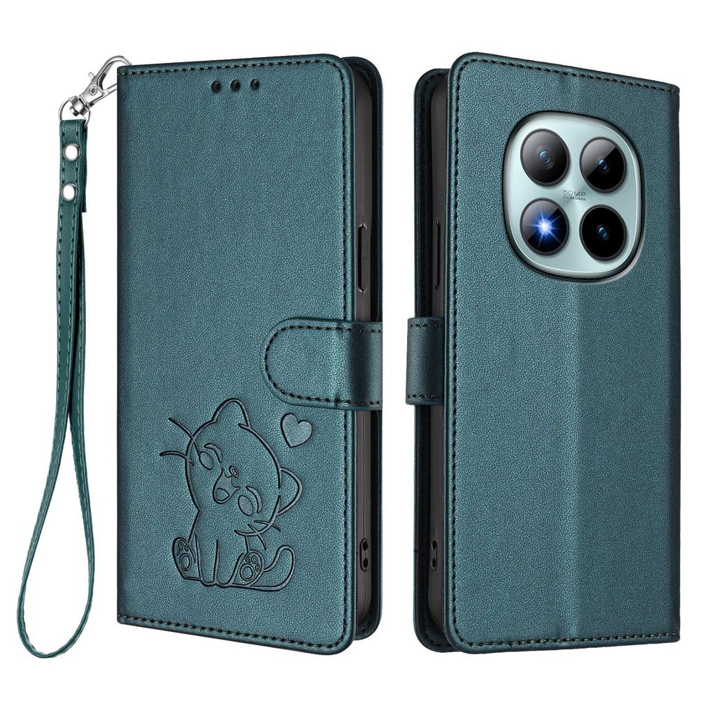 For Xiaomi Redmi Note 15 Pro+ 5G Wallet Case with Wrist Strap Love Cat Pattern Imprint Leather Phone Cover