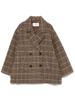 Ray Beams Women's Check Beaver Double-Breasted Half Coat, Brown 0