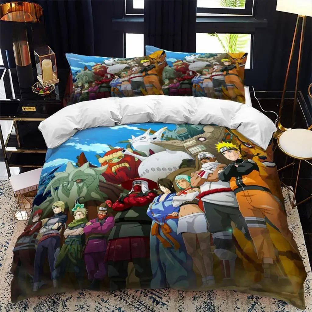 Naruto Duvet Cover Pillowcase Anime Bedding Set for Teen Girls Fashion Double Queen Size Bed Bedroom Decoration Gifts