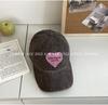 Cute Heart Patch Baseball Cap Adjustable Cotton Sun Hat For Spring Summer And
