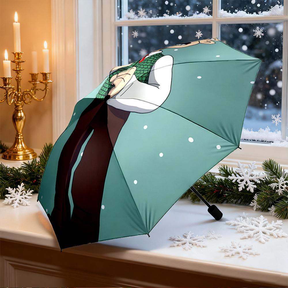 Umbrella with Wallace Green Sweater Vest Print, Windproof Compact Travel Umbrella for Adults, Wallace and Gromit Gift