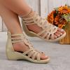 New Summer Soft-Soled Shoes, Stylish And Comfortable Thick-Soled Roman Sandals for Women, Wedge Sandals for Women, Open-Toe Slip-On Shoes 