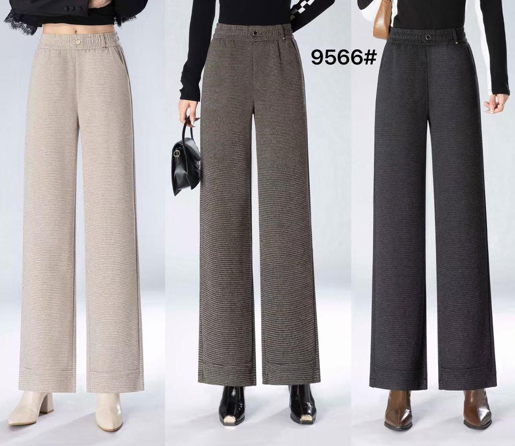 Women's High-Waist Cashmere Houndstooth Wide-Leg Pants - Versatile Autumn Fashion 2025